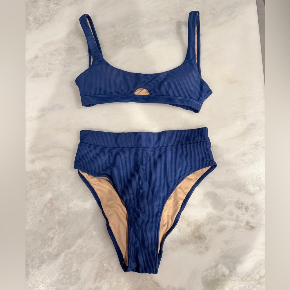 Cotton On Body Navy Ribbed Bikini